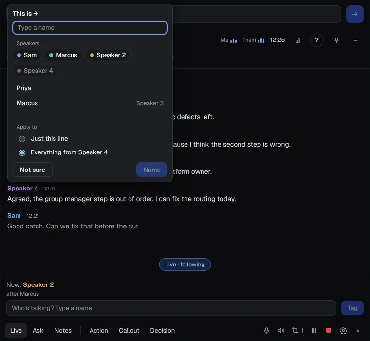 The line menu with Apply to options