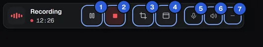 The recording bar with the mouse on it, buttons numbered