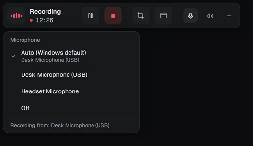 The microphone list on the bar
