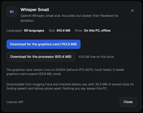 Small has two versions